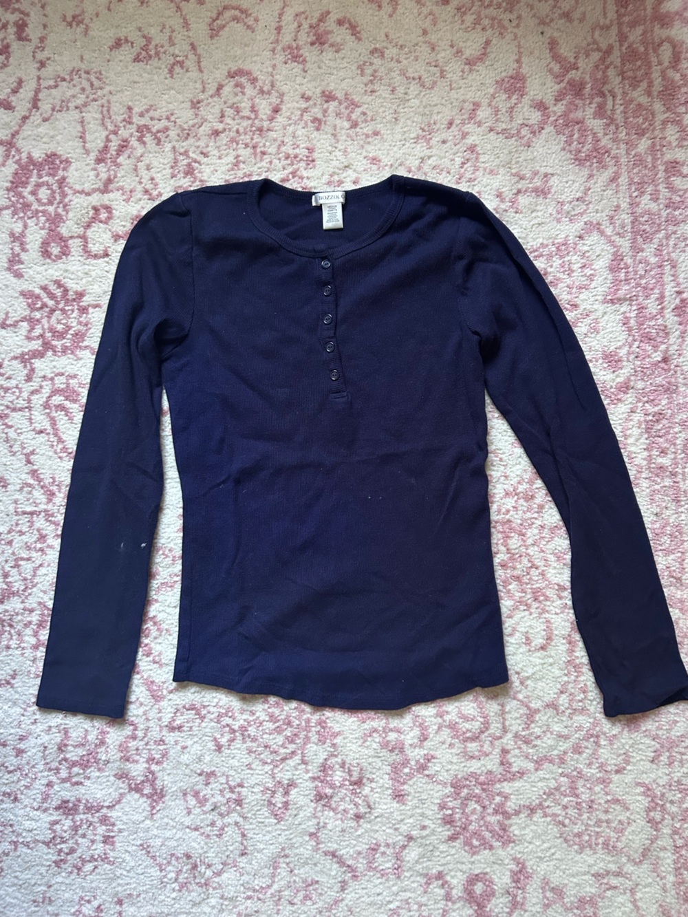 Navy Long-Sleeve Henley Top